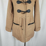Abercrombie & Fitch Hooded Fur Trim Wool Toggle Peacoat Parka Womens S Camel Tan
