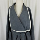 Terminal D Belted Wool Open Front Wrap Jacket Womens L Belt Tie Sash Wide Lapel