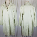 Talbots Floral Lined Long Lime Green Rain Trench Coat Womens XL Placket Front
