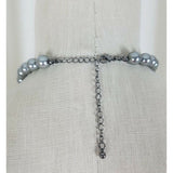 Single Strand Silver Metallic Faux Pearls Beads BEADED NECKLACE Choker Length