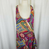 The Pyramid Collection Faux Wrap Psychedelic Jersey Knit Maxi Dress Womens XL