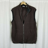 Izod Fleece Vest Full Zip Up Lightweight Mens M Choc Brown Outdoor Adventure