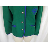 Geiger Austria Boiled Wool Crest Button Sweater Jacket Blazer Womens Green 38 8