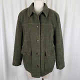 LL Bean Wool Full Button Up Shirt Jacket Lightweight Baird Barn Coat Womens L
