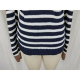 Banana Republic Nautical Striped Navy Blue White Metallic Knit Sweater Womens S