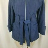 Vintage Hooded Deep Pile Fur Fleece Lined Blue Denim Jean Jacket Womens S XS 70s