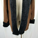Maralyce Ferree Vegan Faux Persian Fur Fleece Shawl Collar Swing Coat Womens S