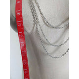 Multi Strand Metal Large Mixed Shape Beads Silver Turquoise BEADED NECKLACE
