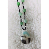Renees Renderings Agate Quartz Green Beads Beaded Necklace Earrings Set Jewelry