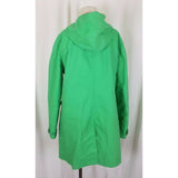 LL Bean Hooded Spring Green Cotton All Weather Windbreaker Trench Coat Womens M