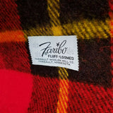 Vintage PLAID Fringe Stadium Carriage Throw Blanket WOOL Faribo Fluff-LOOMED
