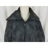 Due Per Due Animal Print Puff Sleeves Wide Collar Black Blazer Jacket Womens L