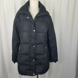 Michael Kors Black Goose Down Jacket Parka Coat Womens L Puffer Knit Collar