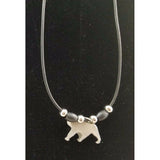 Brown Grizzly Black Bear Pewter Silver Black Rope Bead Necklace Pendant Charm