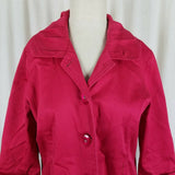 Chico's 3/4 Sleeves Jacket Blazer Womens 1 M Ruffled Pleated Collar Raspberry
