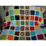 Vintage Crochet Afghan Granny Squares Throw Blanket Floral Patchwork 52x57 Boho