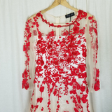 Stylewe Ou Shi Ying Long Maxi Embroidered Patch Applique Mesh Dress Womens M