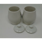 SYRACUSE Carefree True China Wayside Fruit 5" Sugar Bowls With Lids USA Set Of 2