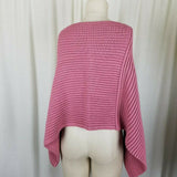 Space Age Ribbed Cable Knit Sweater Cape Poncho Womens S Rose Pink Asymmetrical