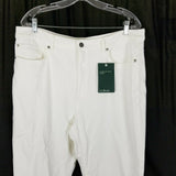 LL Bean Comfort Knit Classic Fit White Denim Blue Jeans Womens 18 NWT 298929