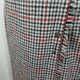 John Meyer Wool Checked Plaid Pleated Pinned Wrap Kilt Skirt Womens 10 Vintage