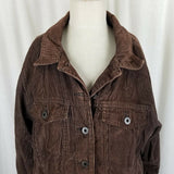 LL Bean Petites Chocolate Brown Corduroy Trucker Style Jean Jacket Womens LP