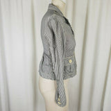 Gap Pinstriped Cropped Denim Blue Jean Trucker Jacket Womens XS Railroad Stripes