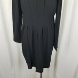 Laura Ashley Vintage Black Wool Crepe Little Black Dress Womens 12 Great Britain