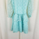 Vintage Polly Flinders Flocked Dressy Dress Girls 8 Drop Waist Pleated Twirl