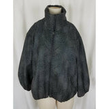 Due Per Due Animal Print Puff Sleeves Wide Collar Black Blazer Jacket Womens L