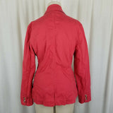 LL Bean Cotton Canvas Stretch Blazer Jean Jacket Womens S Three Button Up Coral