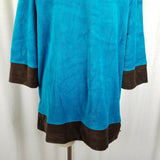 Lifestyle by Legacy Velour 3/4 Sleeve Tunic Top Blouse Mini Dress Womens S Brown