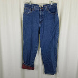 LL Bean Double L Relaxed Fit Flannel Lined Denim Blue Jeans Womens 16P Insulated