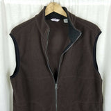 Izod Fleece Vest Full Zip Up Lightweight Mens M Choc Brown Outdoor Adventure