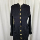 Vintage Santana Double Knit Sweater Coat Dress Womens S M Gold Buttons Front