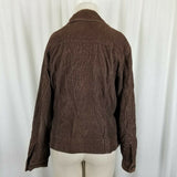 LL Bean Petites Chocolate Brown Corduroy Trucker Style Jean Jacket Womens LP