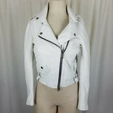 Imperial Asymmetrical Side Zip White Leather Moto Biker Jacket Womens XS Italy