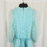 Vintage Polly Flinders Flocked Dressy Dress Girls 8 Drop Waist Pleated Twirl