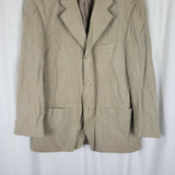 Jeffrey Banks Worsted Wool Sport Coat Jacket Blazer Mens 42R Tan Khaki Summer