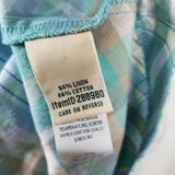 LL Bean Linen Cotton Blue Green Plaid Faux Wrap Dress Summer Womens 4