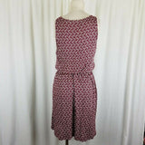 Ann Taylor Loft Blouson Scoop Neck Tie Waist Summer Dress Womens M Brick Red
