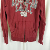 American Eagle Full Zip Up Waffle Lined Fur Trim Hoodie Sweatshirt Jacket Mens S