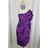 BCBGeneration Bare Shoulder Drape Ruched Ruffled Mini Sun Dress Womens 4 Purple