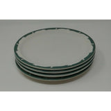 SYRACUSE CHINA 8 7/8" Dinner Plates Vintage Green Trim Design 4-kk USA Set of 4