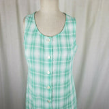 LL Bean Freeport Studios Green Plaid Maxi Summer Shirt Dress Womens Petites 10P