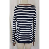 Banana Republic Nautical Striped Navy Blue White Metallic Knit Sweater Womens S