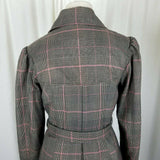 H&M Plaid Flirty Fit & Flare Double Breasted Belted Tie Sash Coat Womens 6 Pink
