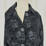 Gloria Vanderbilt Floral Embroidered Tapestry Button Up Black Jacket Womens S