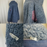 Vintage Hooded Deep Pile Fur Fleece Lined Blue Denim Jean Jacket Womens S XS 70s