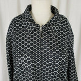 Jolibel Textured 3D Raised Print Black White Jacket Womens L Zippered Zip Up 80s